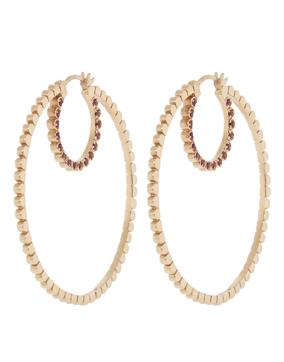 GEMFIELDS X MUSE-Double Daisy Ruby Hoop Earrings-ROSE GOLD
