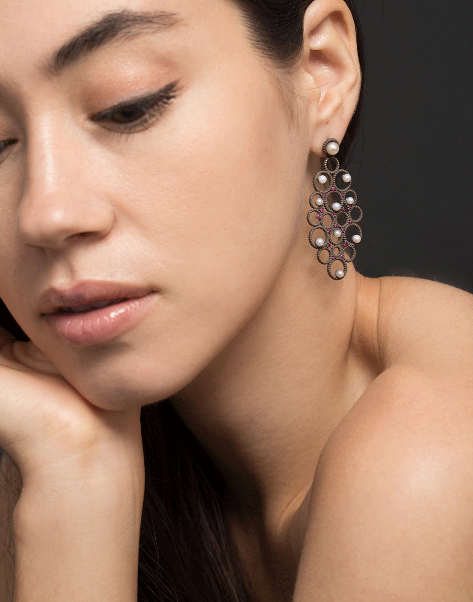 GEMFIELDS X MUSE-Ruby And Pearl Earrings-SILVER