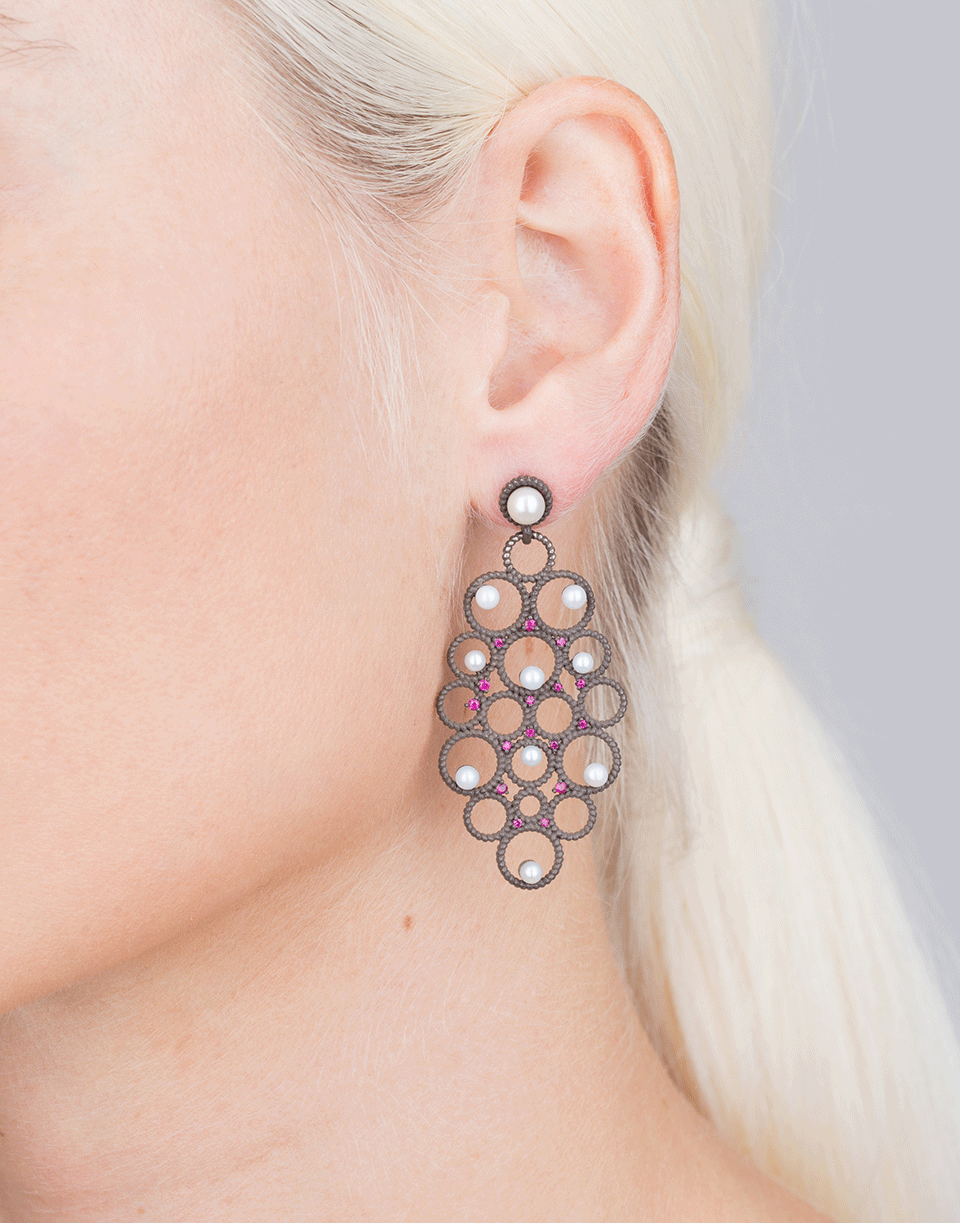 GEMFIELDS X MUSE-Ruby And Pearl Earrings-SILVER