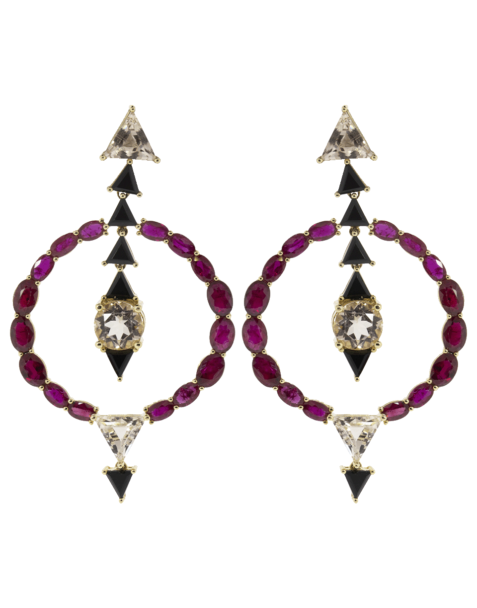GEMFIELDS X MUSE-Contrast Circle Earrings-YELLOW GOLD