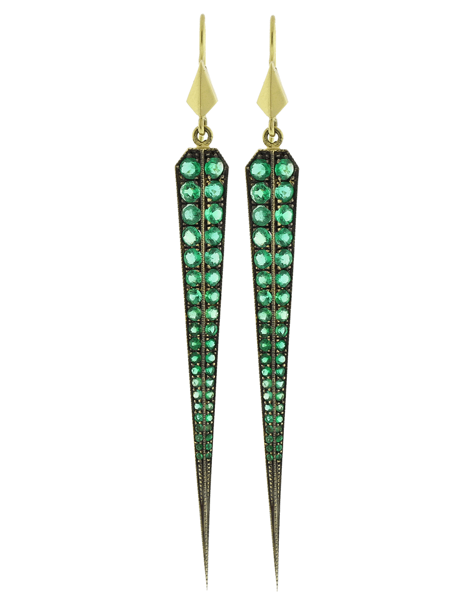 GEMFIELDS X MUSE-Dagger Earrings With Emeralds-YELLOW GOLD