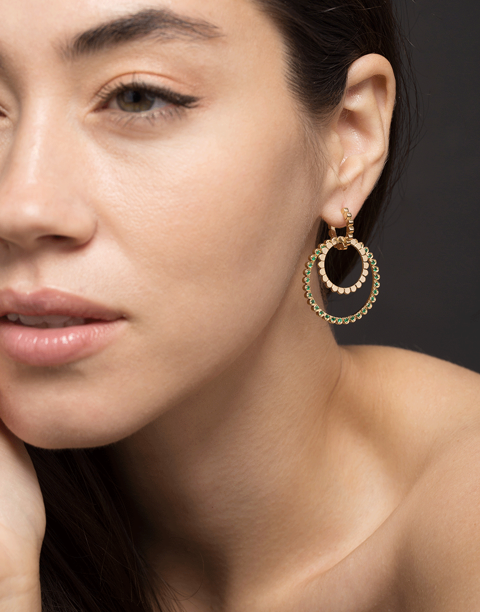 GEMFIELDS X MUSE-Emerald 3 Hoop Earrings-YELLOW GOLD