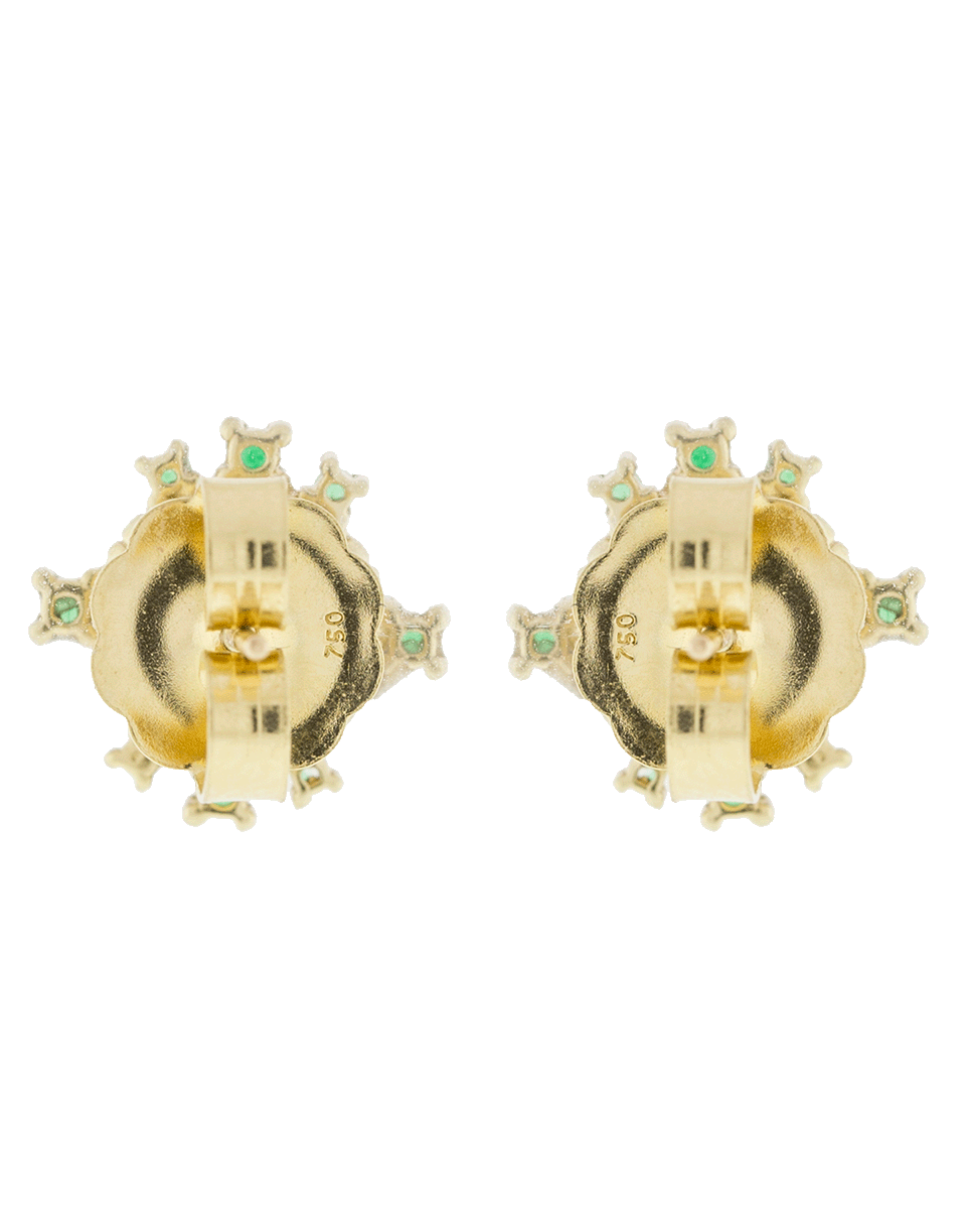 GEMFIELDS X MUSE-Emerald Pearl Stud Earrings-YELLOW GOLD