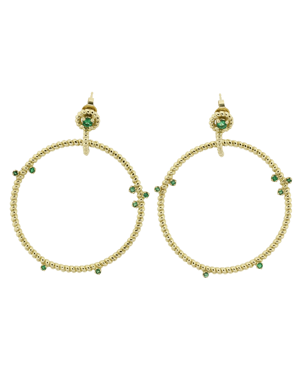 GEMFIELDS X MUSE-Floating Emerald Hoop Earrings-YELLOW GOLD