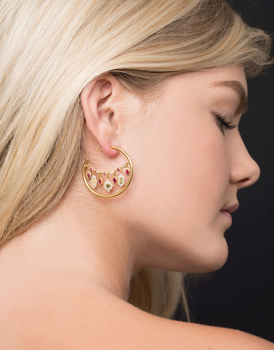 GEMFIELDS X MUSE-Ruby Lantern Earrings-YELLOW GOLD