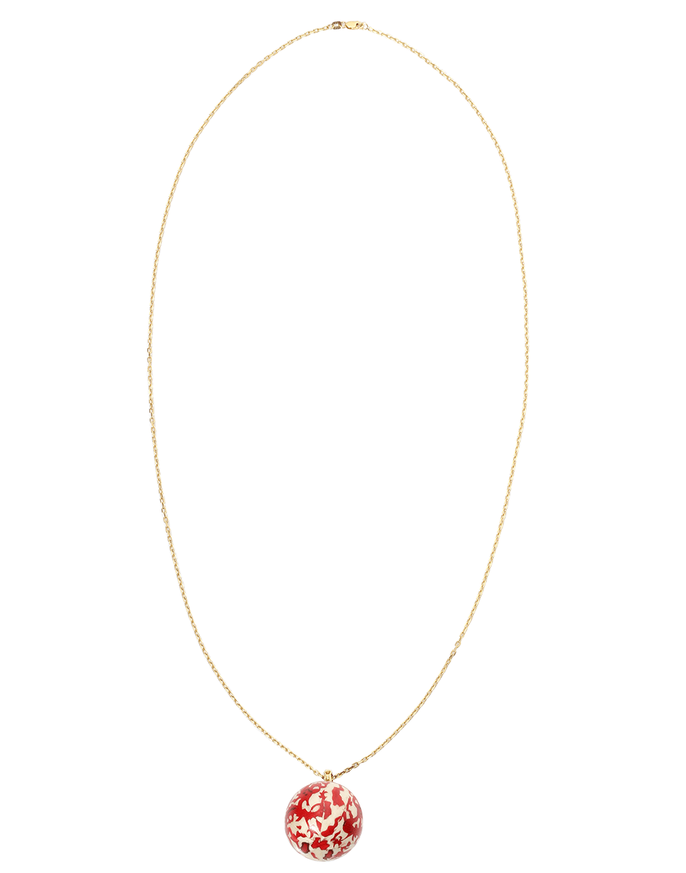 GEMFIELDS X MUSE-Marquetry Red Chinese Ball Necklace-YELLOW GOLD