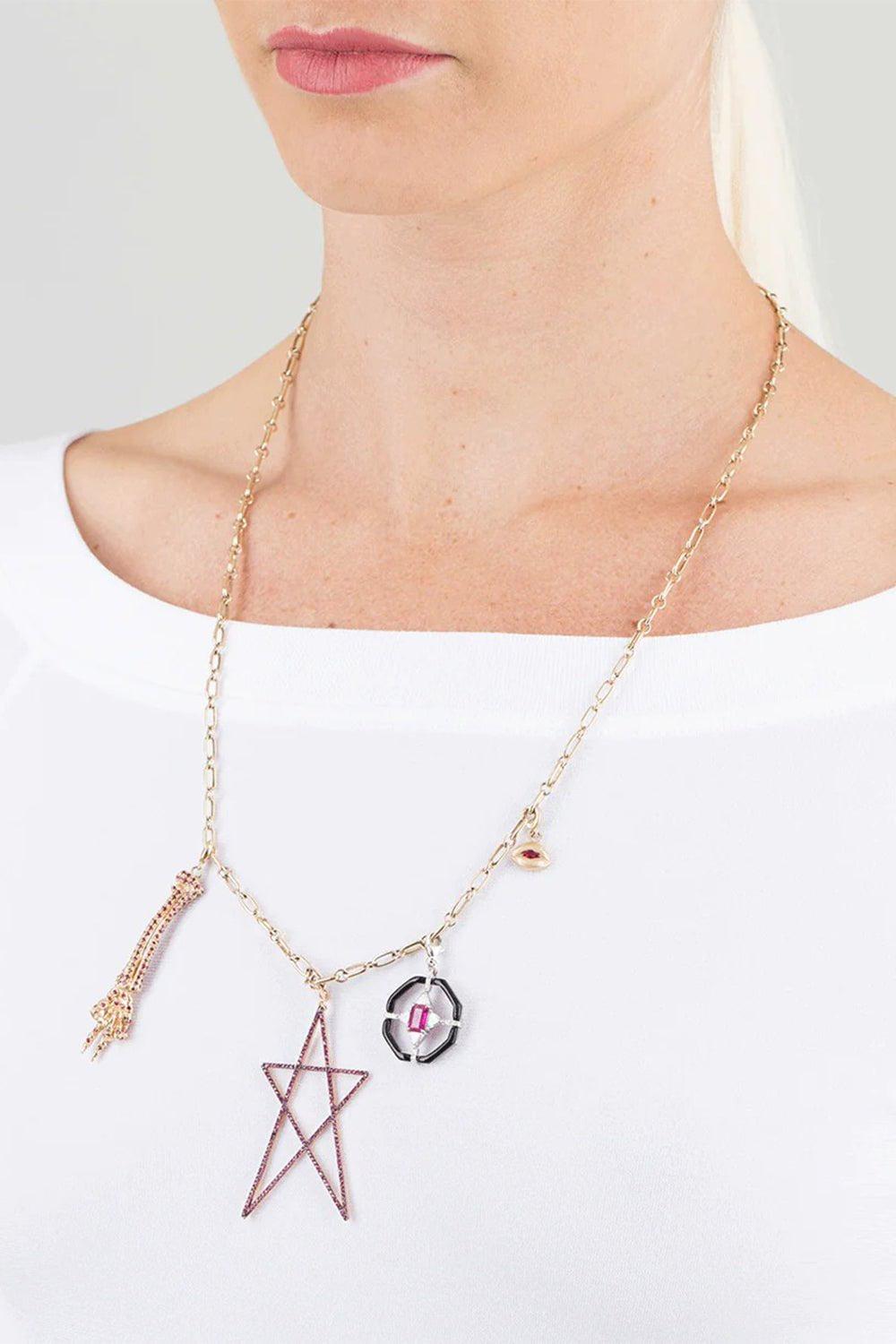 GEMFIELDS X MUSE-Black Enamel Pendant-WHITE GOLD