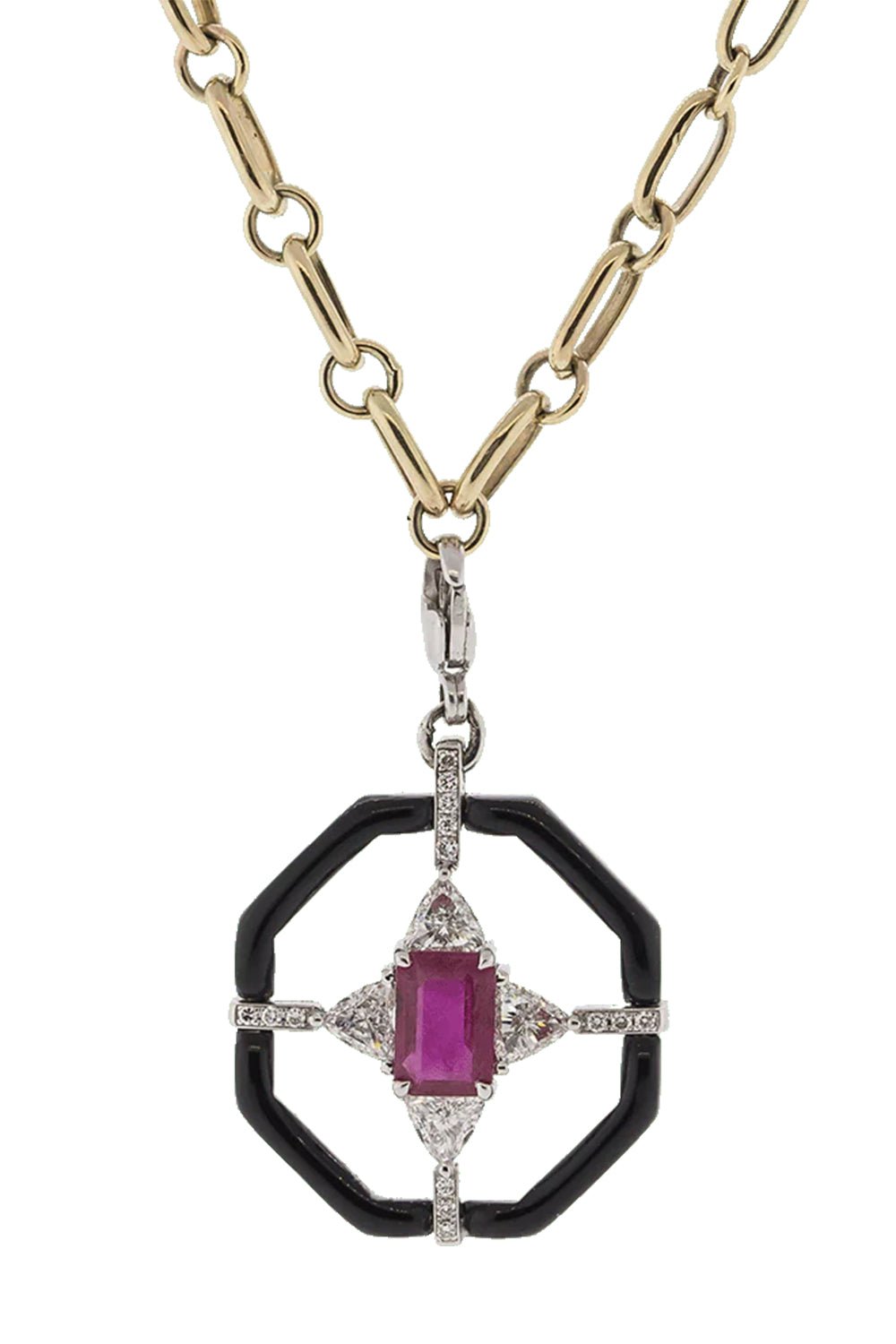 GEMFIELDS X MUSE-Black Enamel Pendant-WHITE GOLD