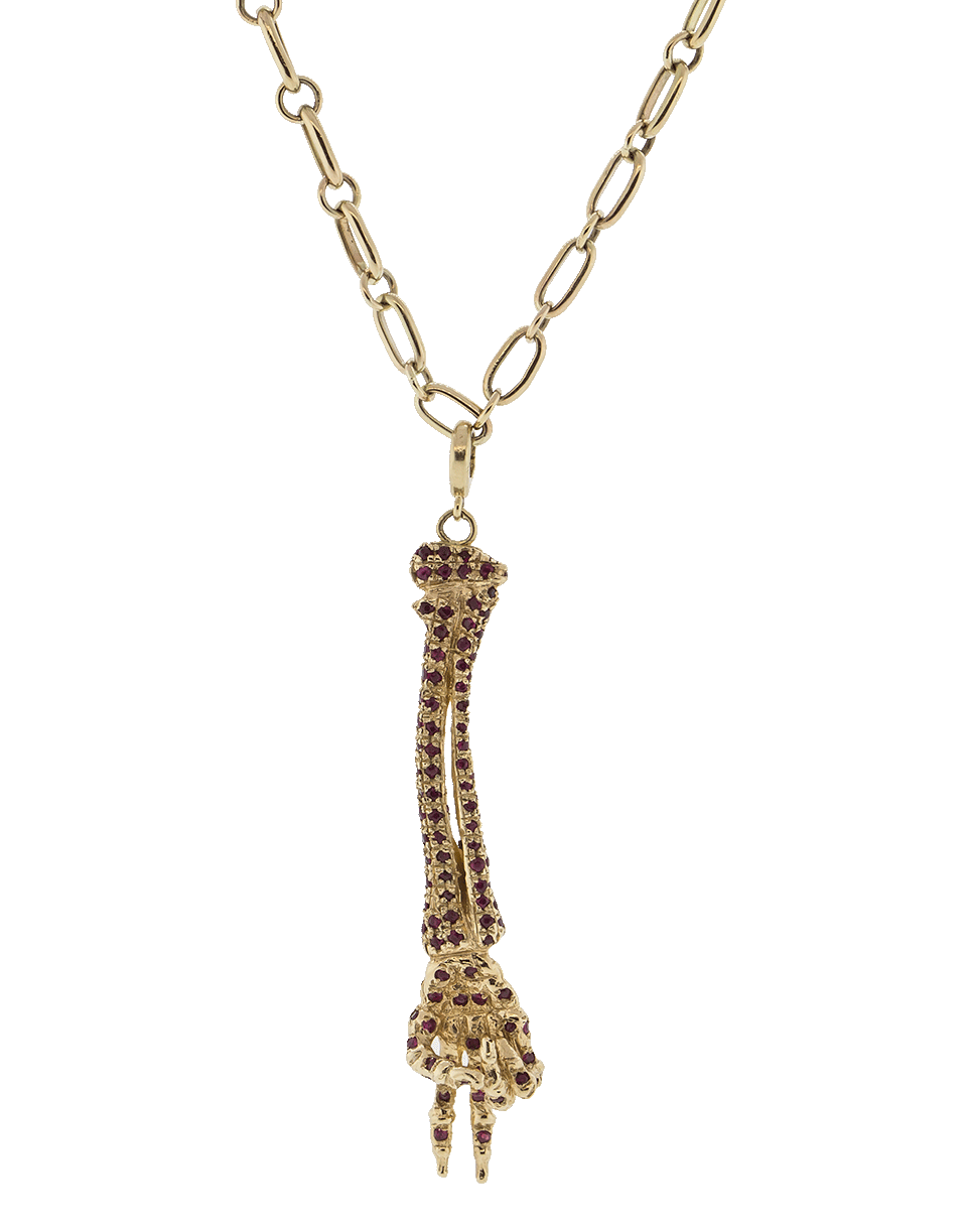GEMFIELDS X MUSE-Bone Long Peace Sign Pendant-YELLOW GOLD