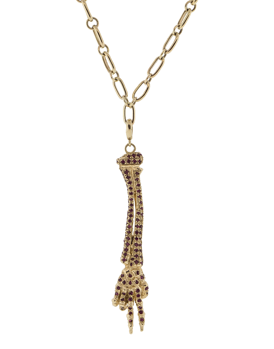 GEMFIELDS X MUSE-Bone Long Peace Sign Pendant-YELLOW GOLD