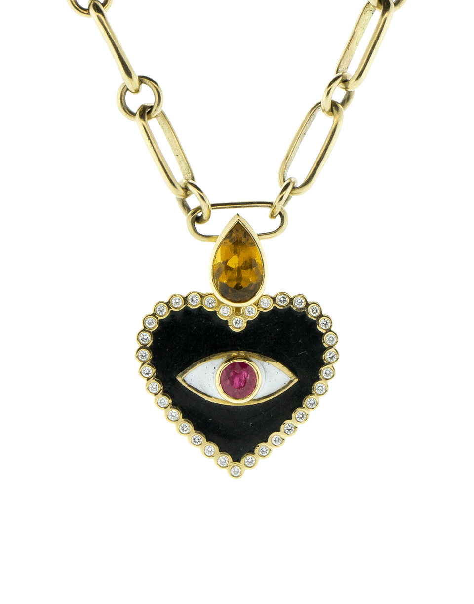GEMFIELDS X MUSE-Heart Enamel Evil Eye Charm-YELLOW GOLD