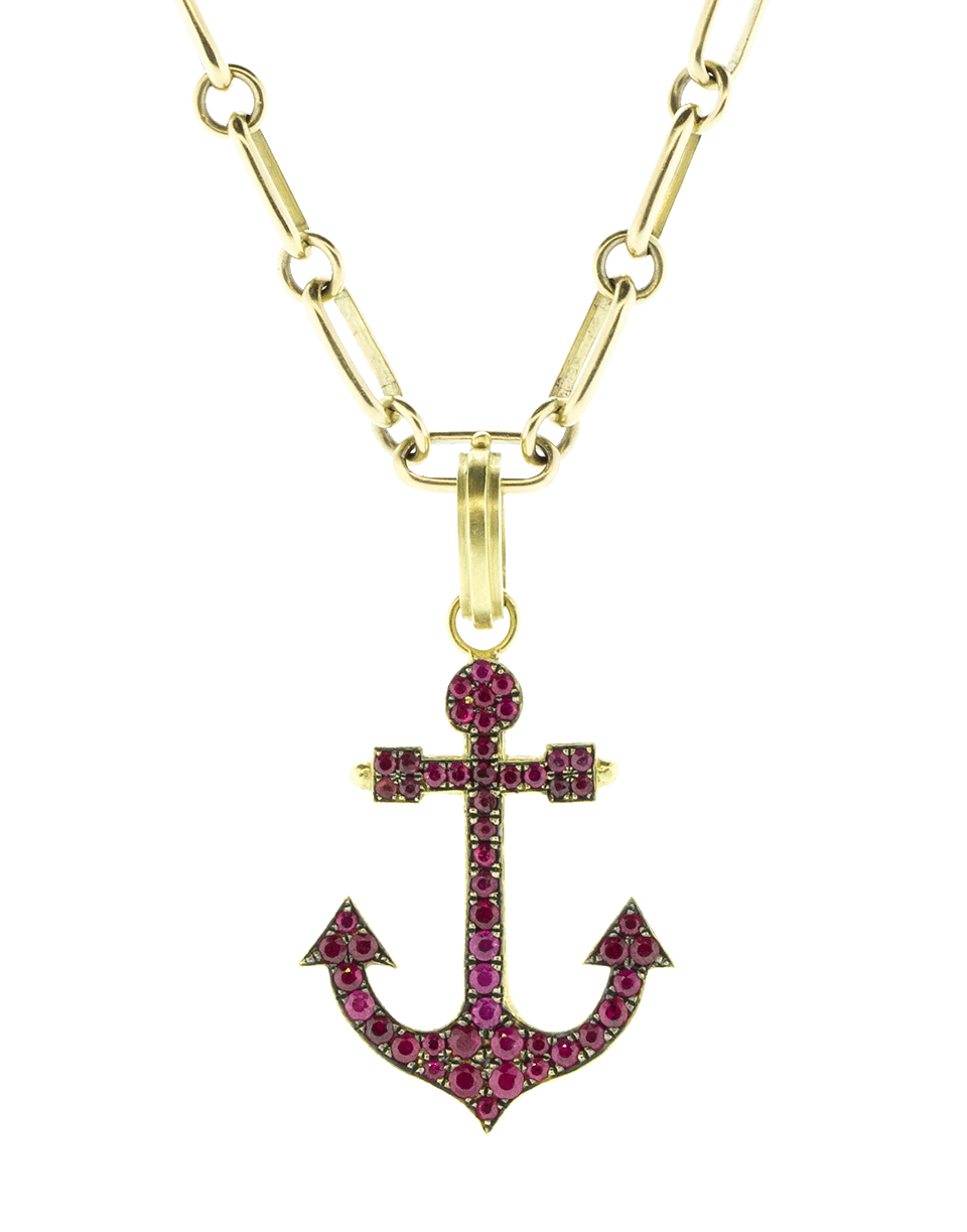 GEMFIELDS X MUSE-Ruby Anchor Pendant-YELLOW GOLD