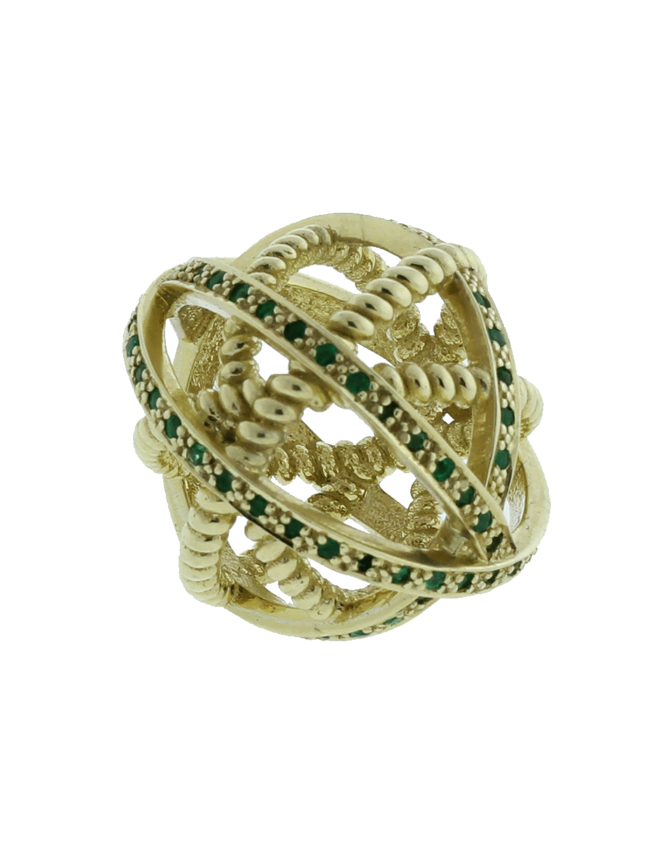 GEMFIELDS X MUSE-Small Cage Pendant With Emeralds-YELLOW GOLD