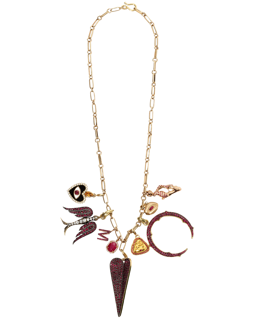 GEMFIELDS X MUSE-Sylva & Cie Ruby Angel Bird Pendant-YELLOW GOLD