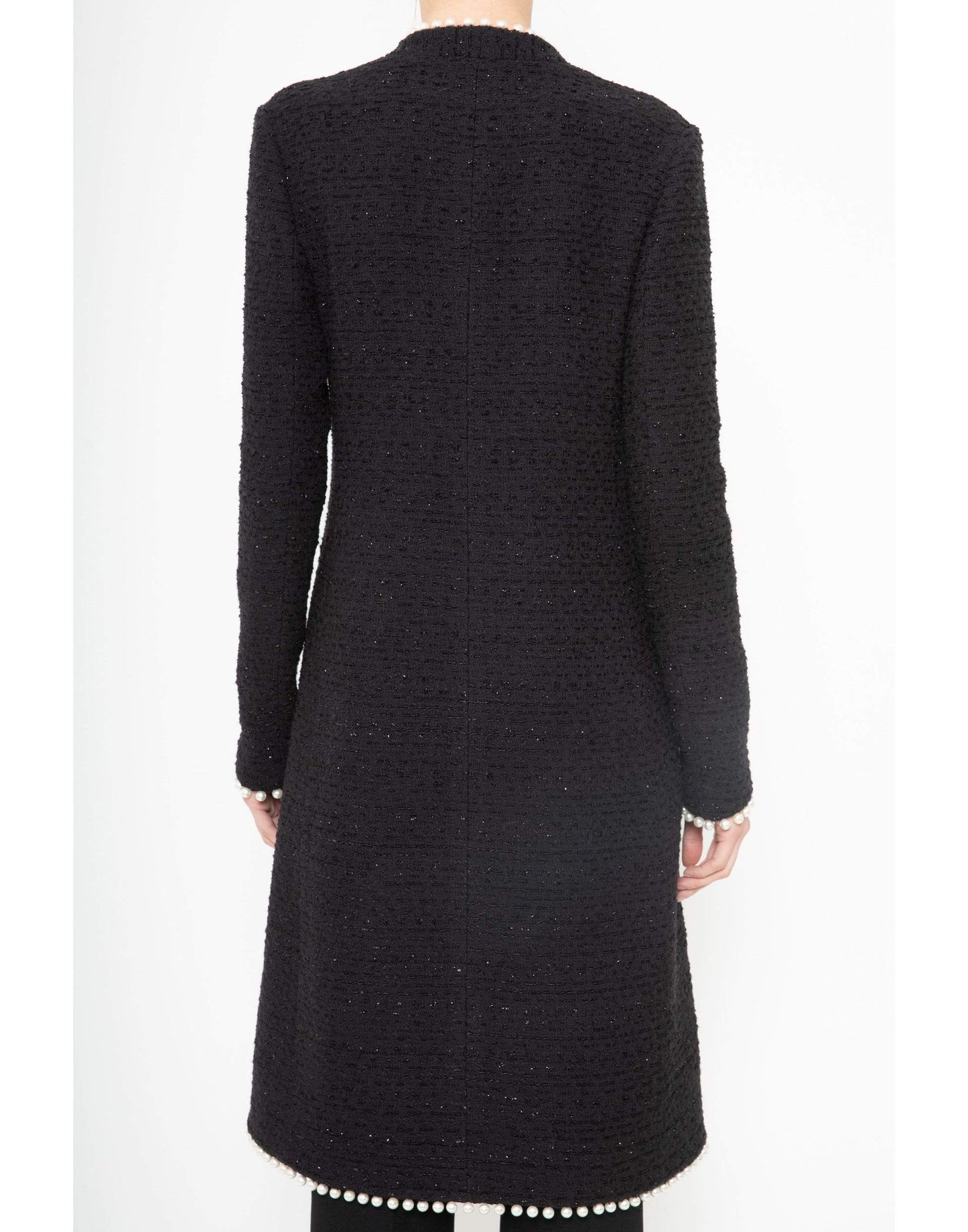 GIAMBATTISTA VALLI-Black Long Sleeve Tweed Coat-