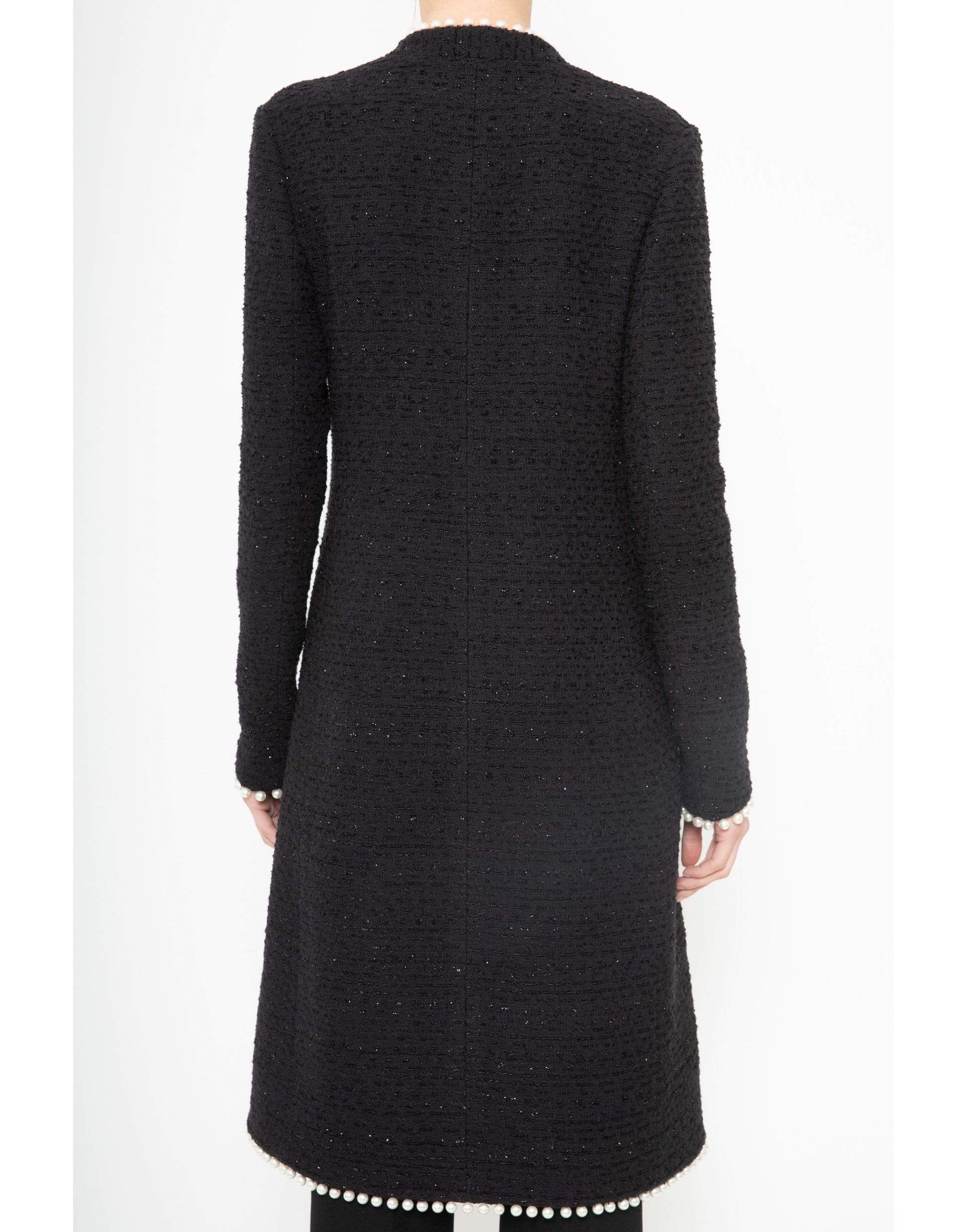 GIAMBATTISTA VALLI-Black Long Sleeve Tweed Coat-