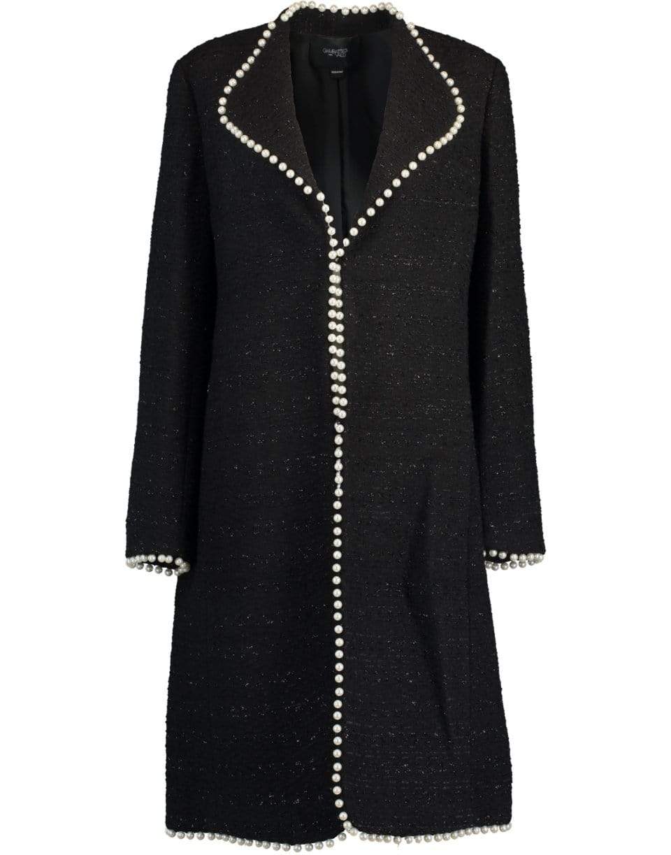 GIAMBATTISTA VALLI-Black Long Sleeve Tweed Coat-