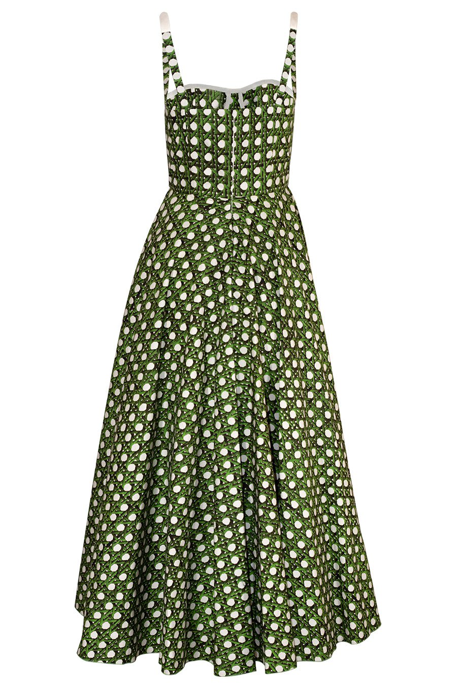 GIAMBATTISTA VALLI-Poplin Treillage Dress-GRN/IVOR