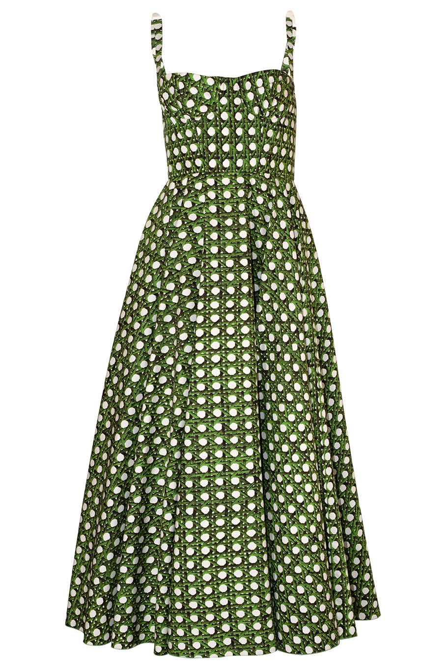 GIAMBATTISTA VALLI-Poplin Treillage Dress-GRN/IVOR