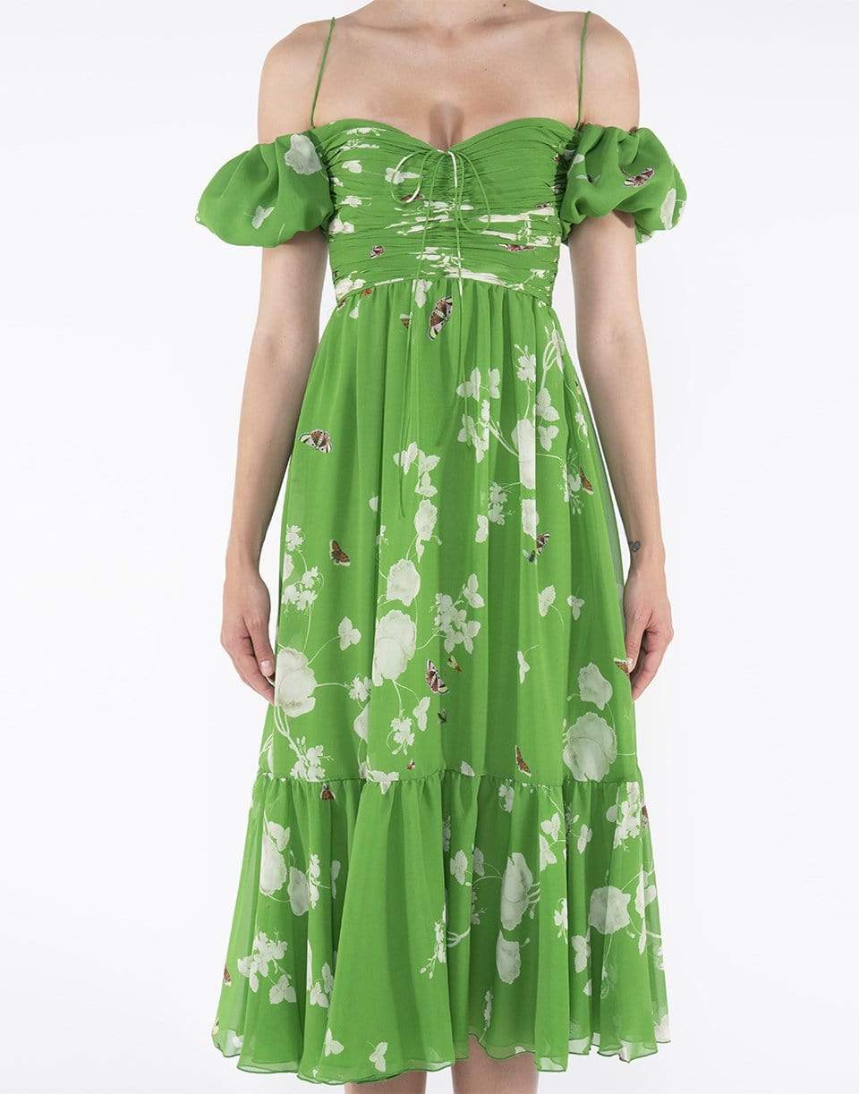 GIAMBATTISTA VALLI-Puffed Sleeve Georgette Jardins Print Dress-