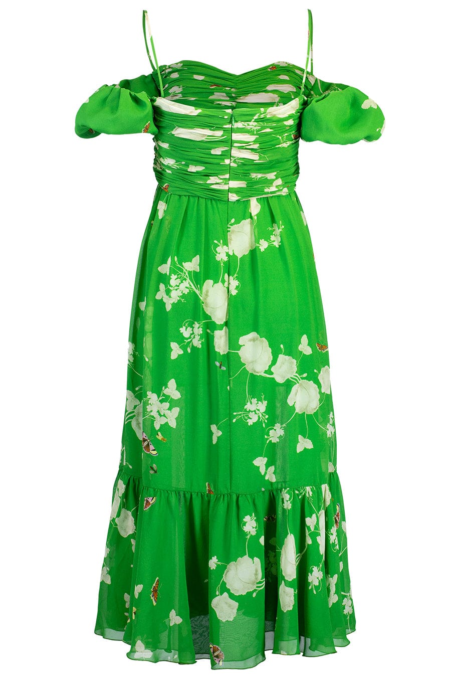 GIAMBATTISTA VALLI-Puffed Sleeve Georgette Jardins Print Dress-