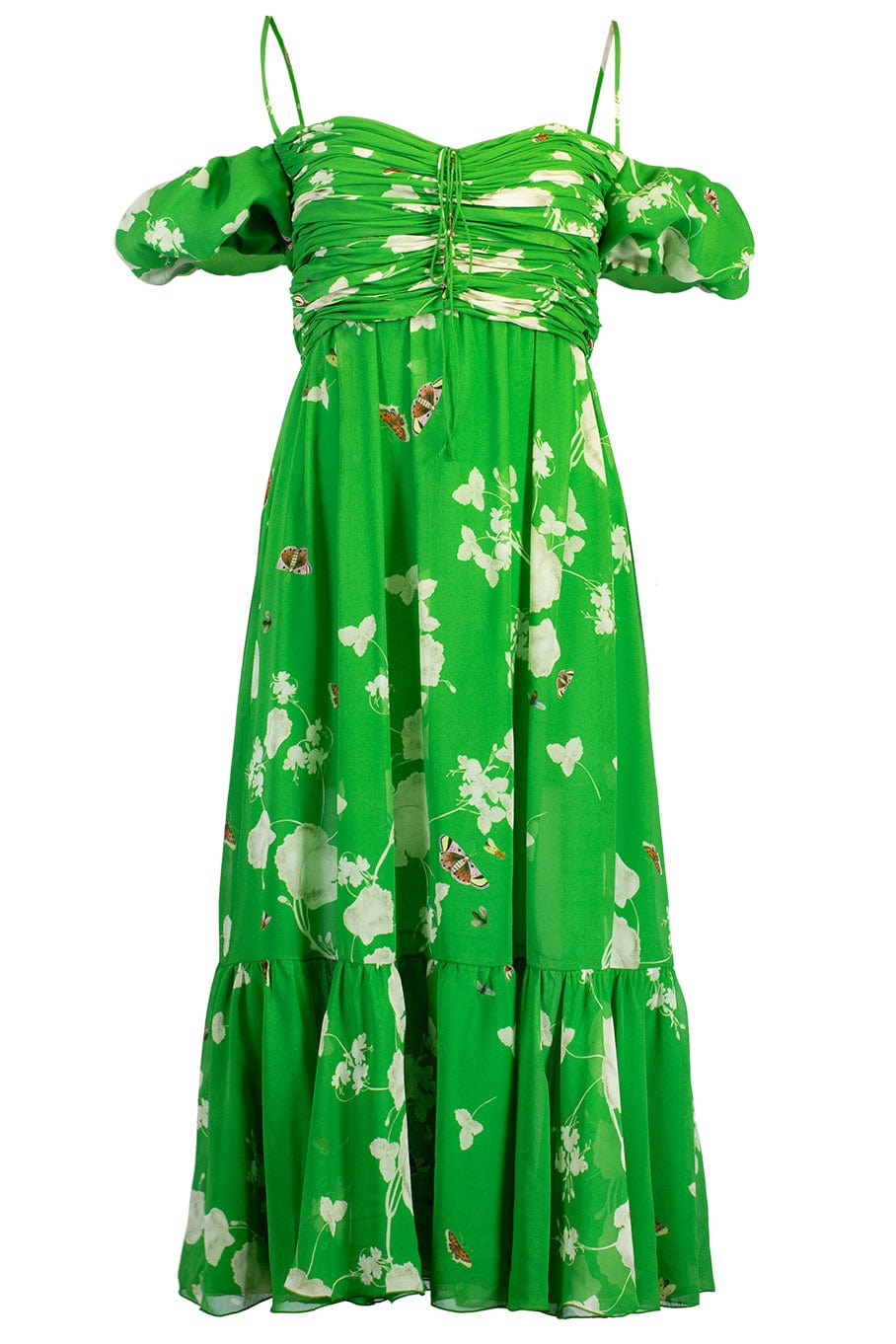 GIAMBATTISTA VALLI-Puffed Sleeve Georgette Jardins Print Dress-