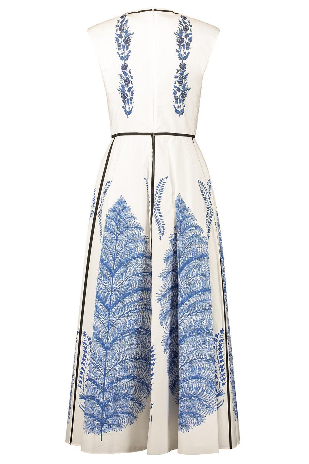 Sleeveless Printed Poplin Dress-IVORBLUE-42-CLOTHINGDRESSCASUAL-GIAMBATTISTA VALLI