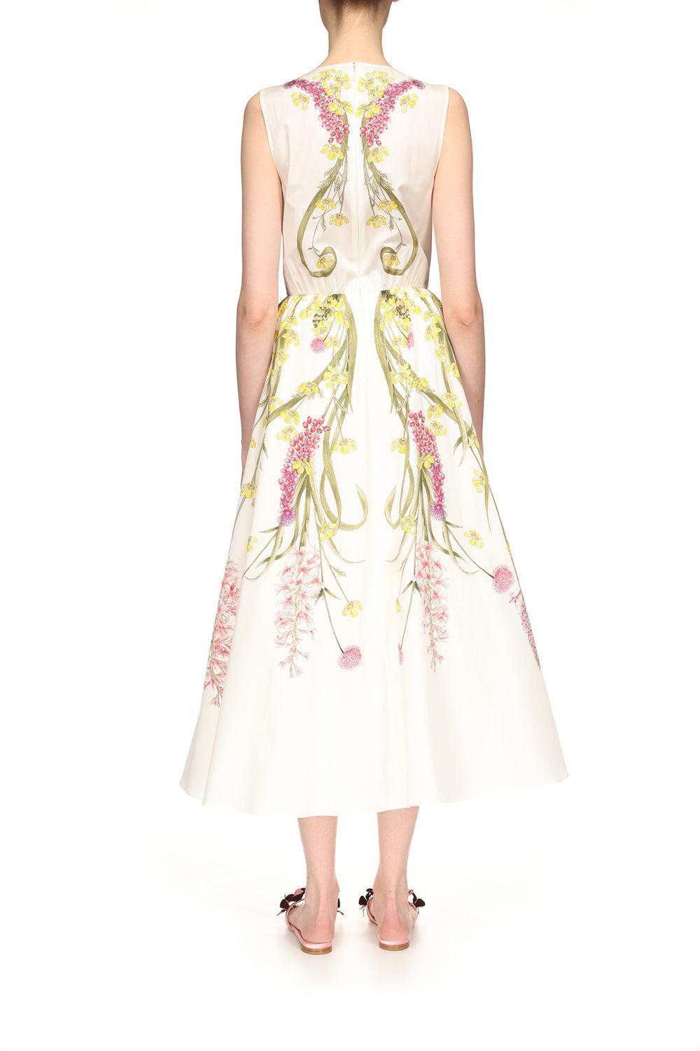 Sleeveless Printed Pleated Dress-IVORMULT-42-CLOTHINGDRESSCASUAL-GIAMBATTISTA VALLI