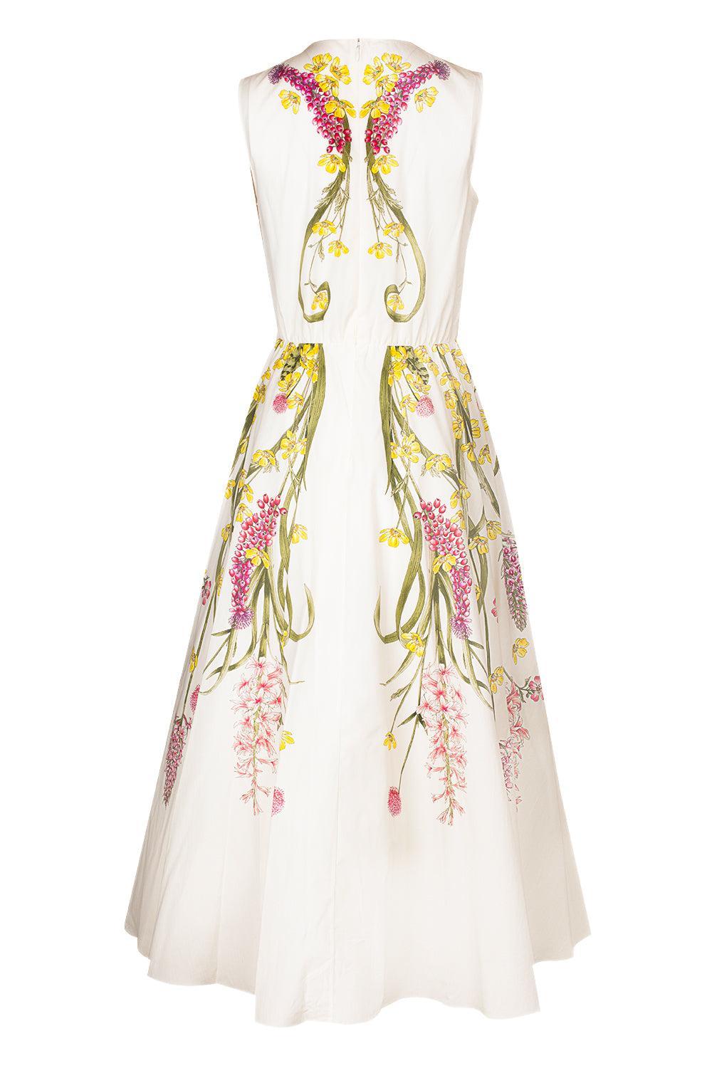 Sleeveless Printed Pleated Dress-IVORMULT-42-CLOTHINGDRESSCASUAL-GIAMBATTISTA VALLI