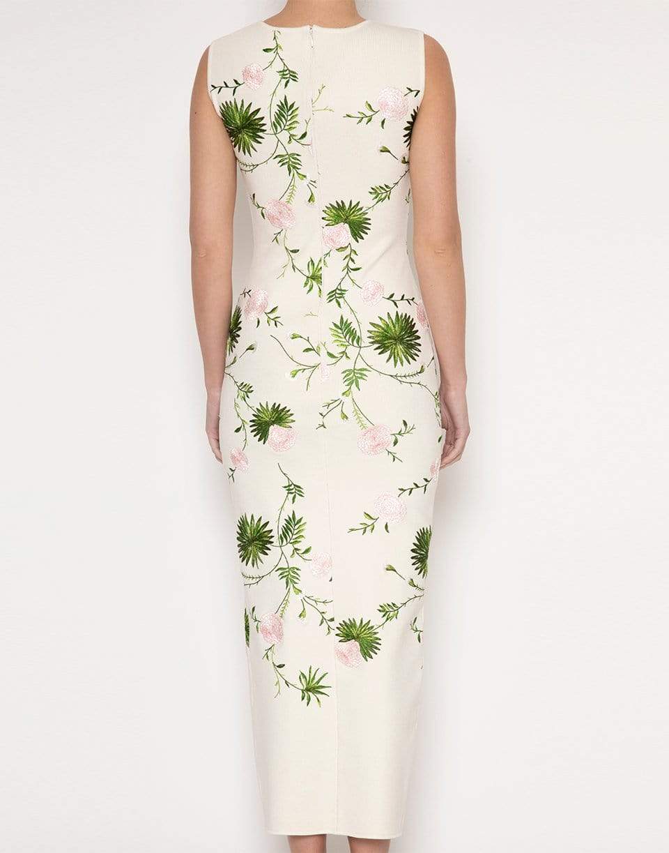 GIAMBATTISTA VALLI-Floral Knit Column Midi Dress-