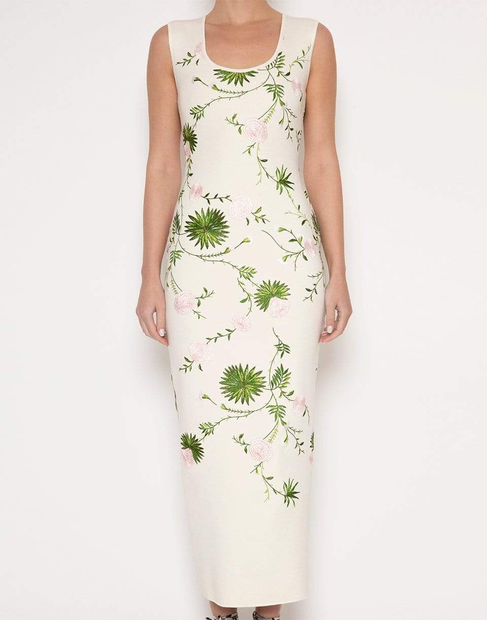 GIAMBATTISTA VALLI-Floral Knit Column Midi Dress-