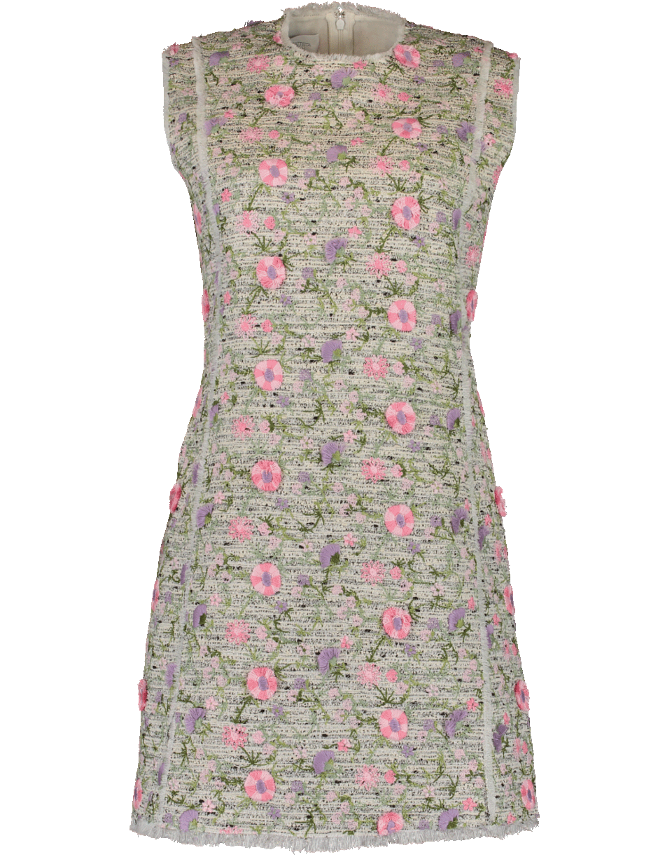 GIAMBATTISTA VALLI-Tweed Floral Flocking Dress-