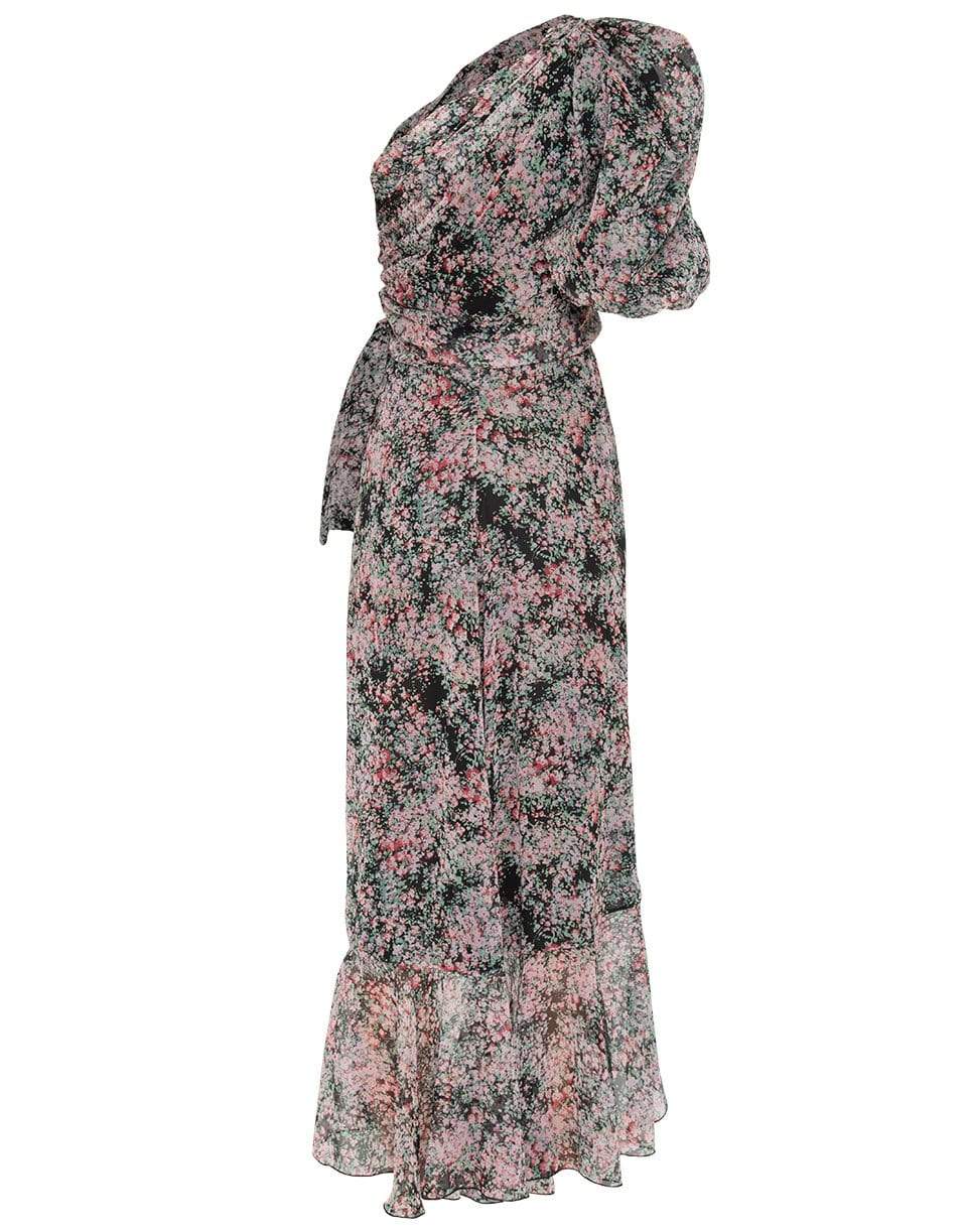 GIAMBATTISTA VALLI-One Shoulder Print Midi Dress-ROSE/GRN