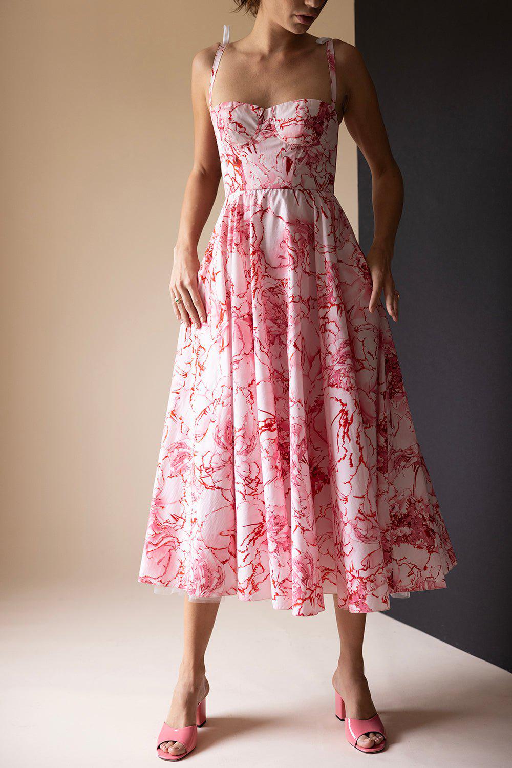 GIAMBATTISTA VALLI-Printed Poplin Midi Dress-