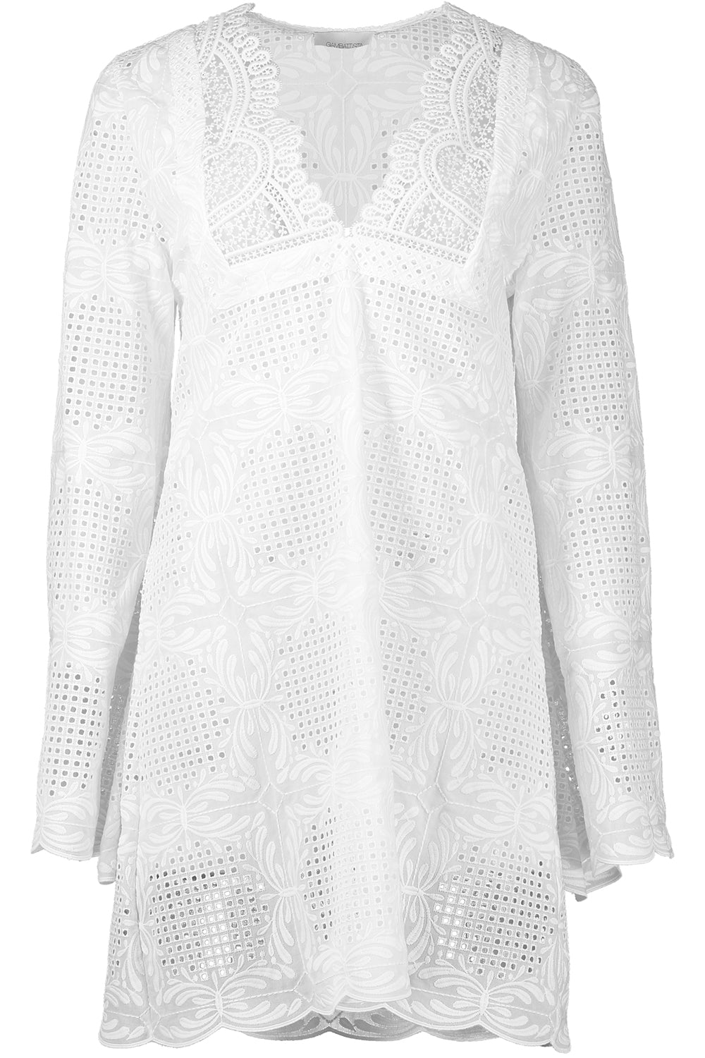 Long Sleeve Embroidered Dress-WHITE-40-CLOTHINGDRESSCASUAL-GIAMBATTISTA VALLI