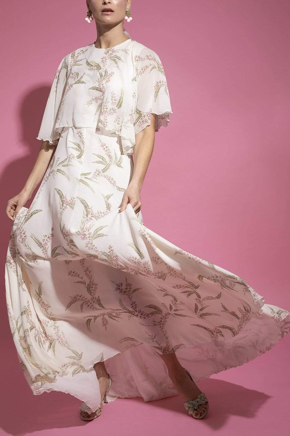 GIAMBATTISTA VALLI-Floral Maxi Dress-WHT/ROSE