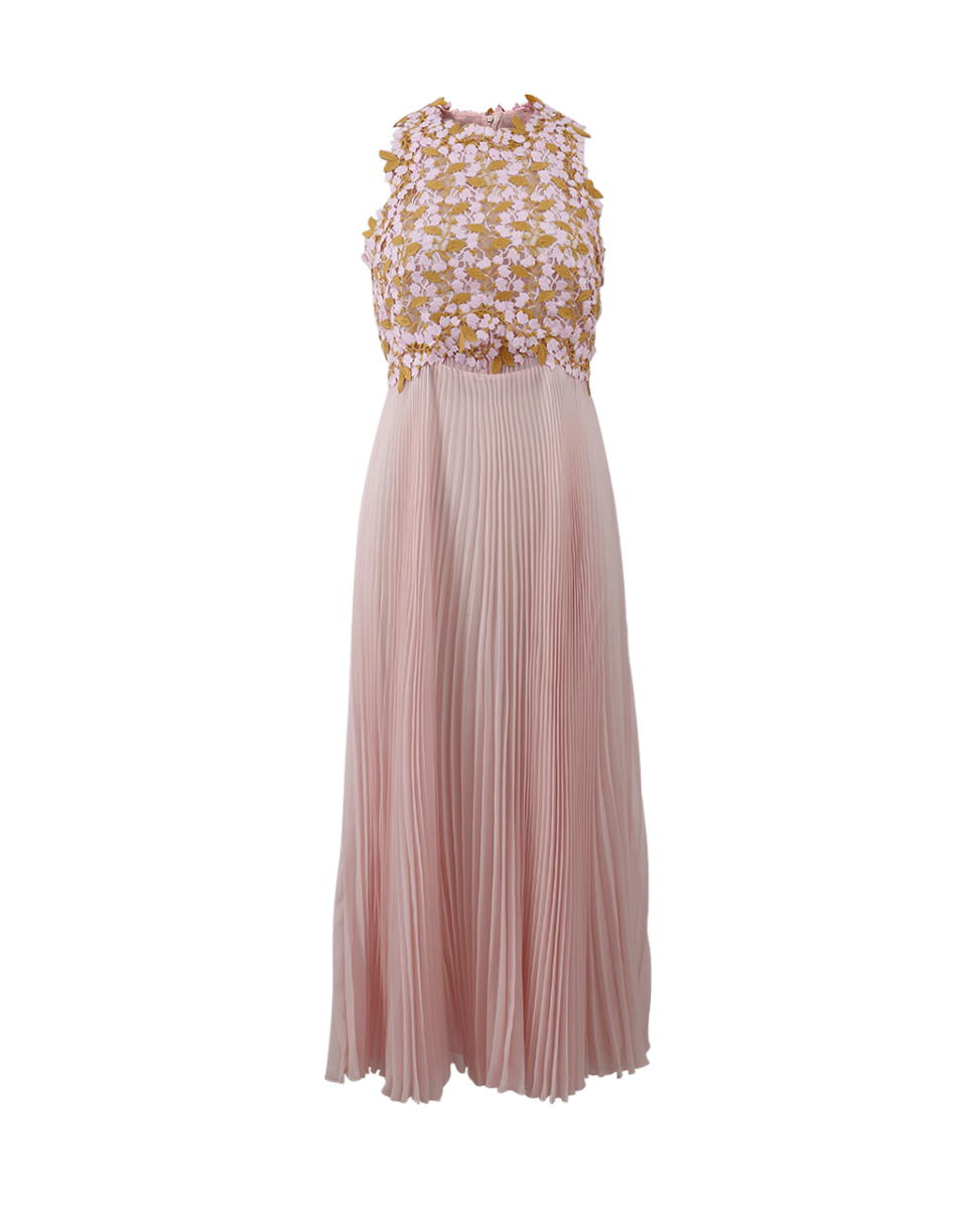 GIAMBATTISTA VALLI-Midi Macrame Plisse Dress-YLLW/PNK