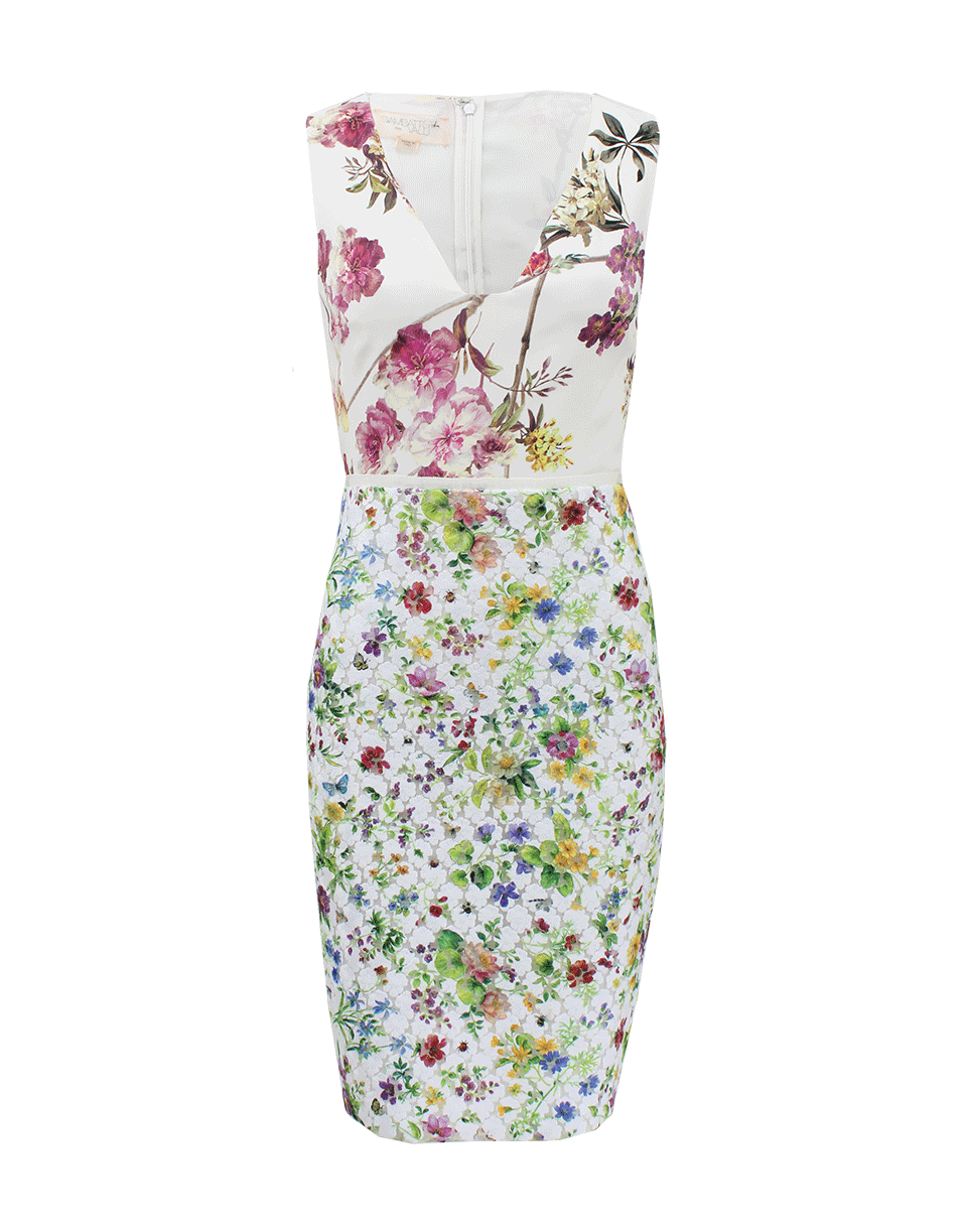 GIAMBATTISTA VALLI-V-Neck Embroidered Slim Dress-