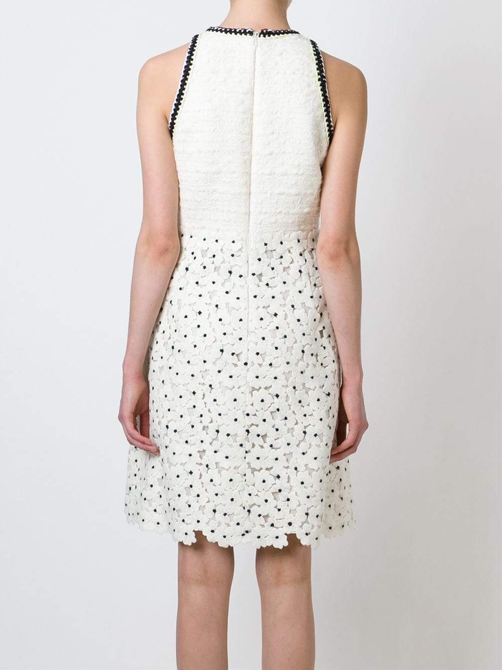 GIAMBATTISTA VALLI-Tweed And Floral Macrame Dress-WHITE