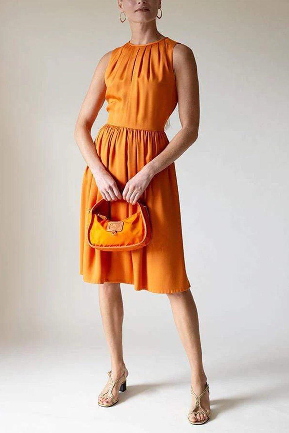 GIAMBATTISTA VALLI-Keyhole Neck Dress-ORANGE