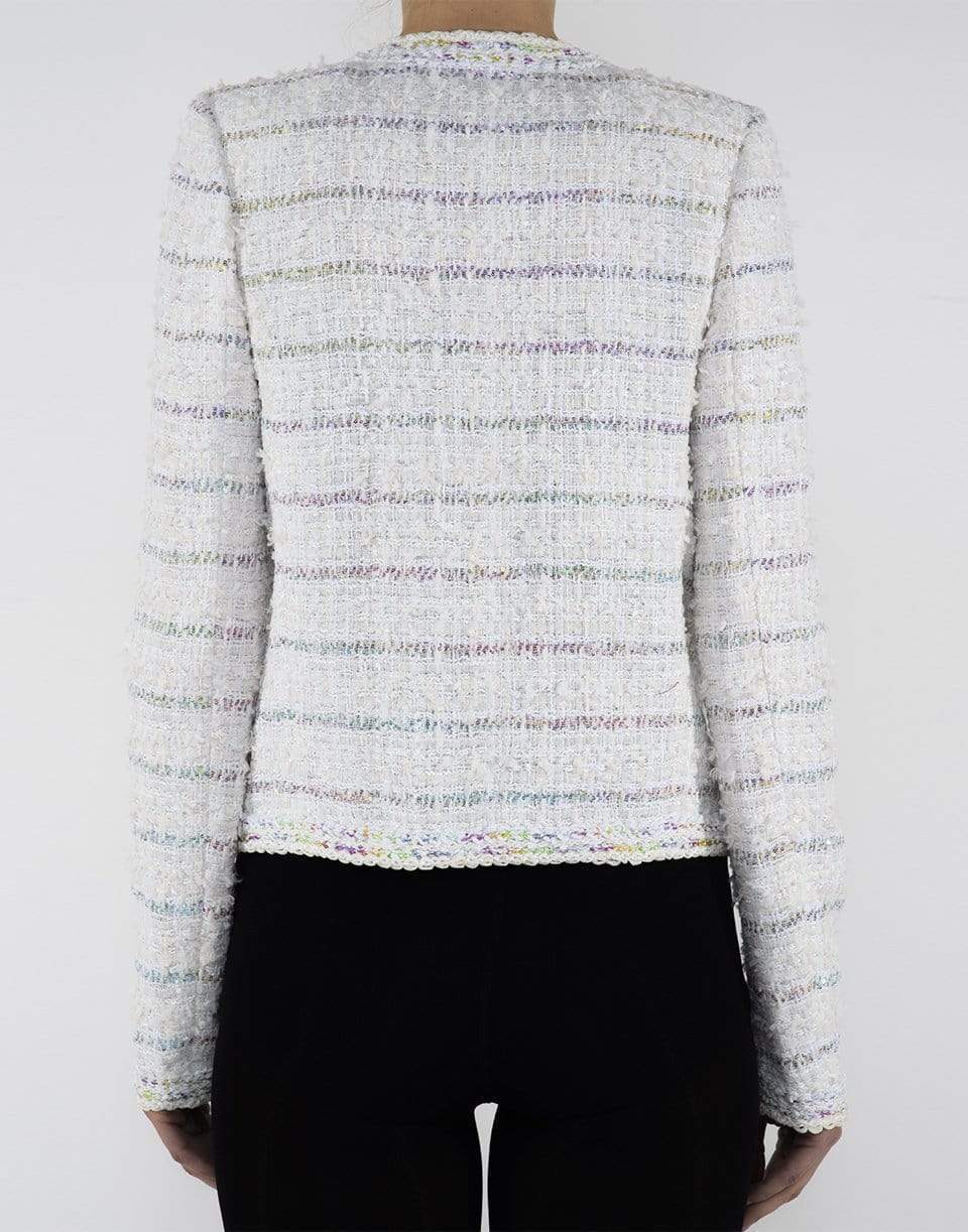 GIAMBATTISTA VALLI-Long Sleeve Sequins Striped Tweed Jacket-