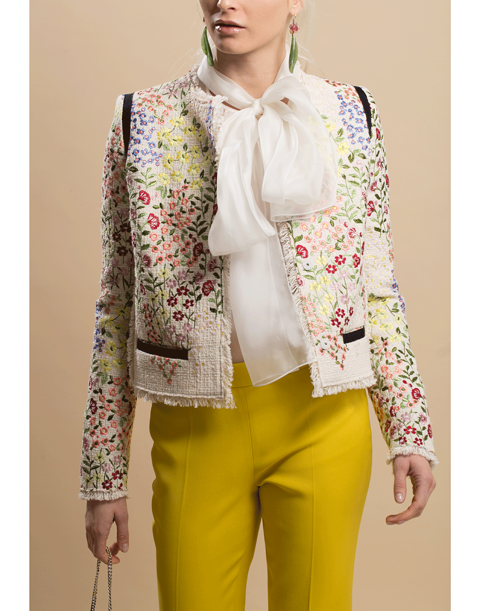 GIAMBATTISTA VALLI-Gilly Flower Tweed Jacket-IVORY