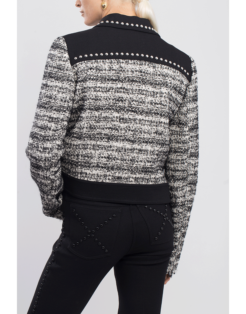 GIAMBATTISTA VALLI-Tweed Studded Jacket-IVRY/BLK