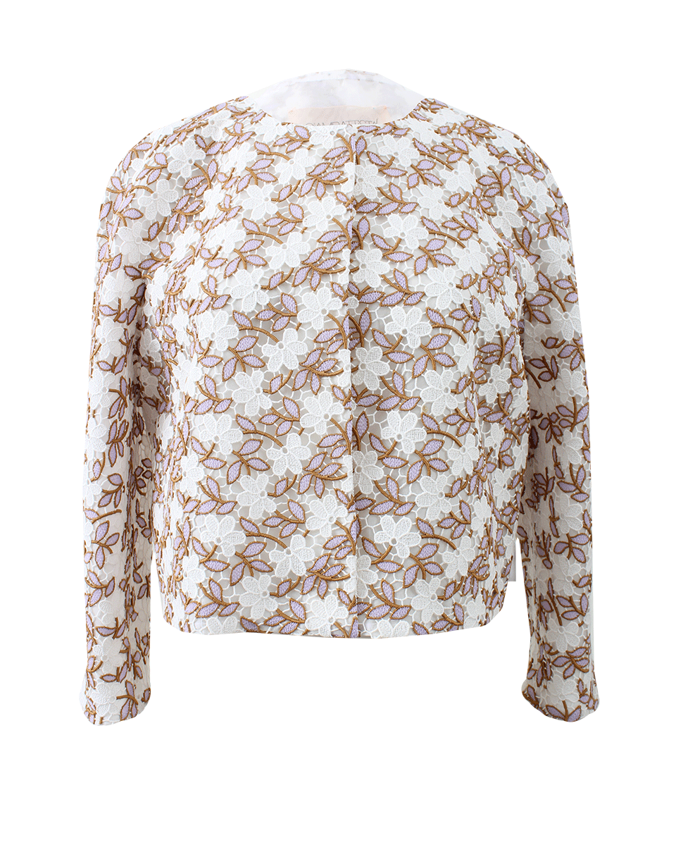 GIAMBATTISTA VALLI-Floral Macrame Lace Jacket-LIL/BRWN