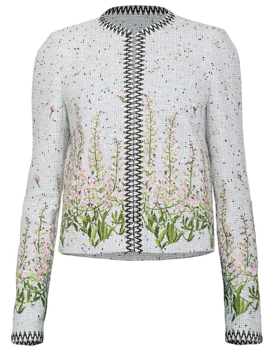 GIAMBATTISTA VALLI-Long Sleeve Tweed Jacket-WHT/GRN
