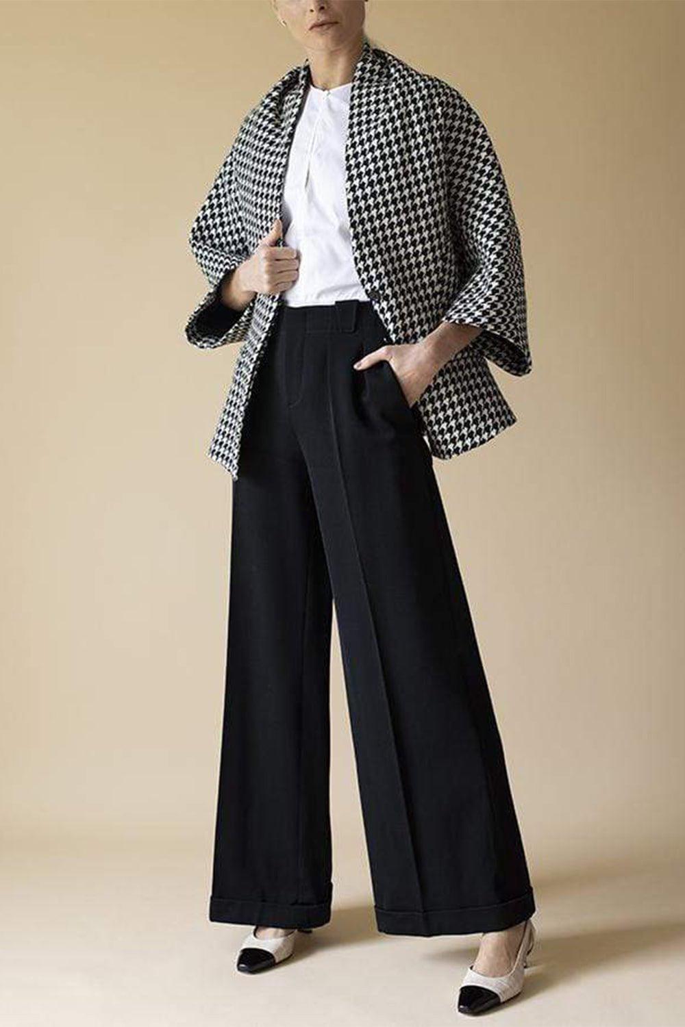 GIAMBATTISTA VALLI-Wide Leg Pleated Twill Trouser-BLACK