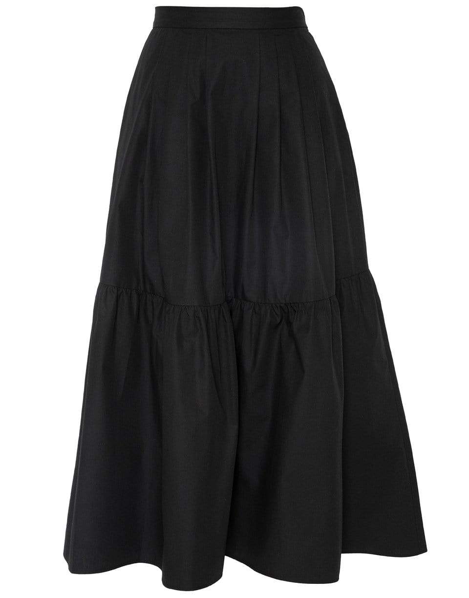 GIAMBATTISTA VALLI-Black Cotton Poplin Full Midi Skirt-