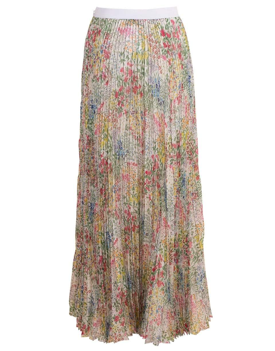 GIAMBATTISTA VALLI-Plisse Floral Maxi Skirt-IVORY