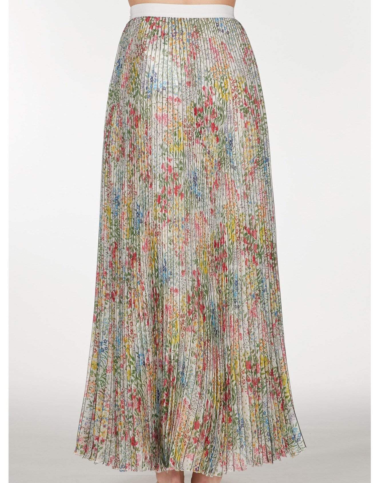 GIAMBATTISTA VALLI-Plisse Floral Maxi Skirt-IVORY