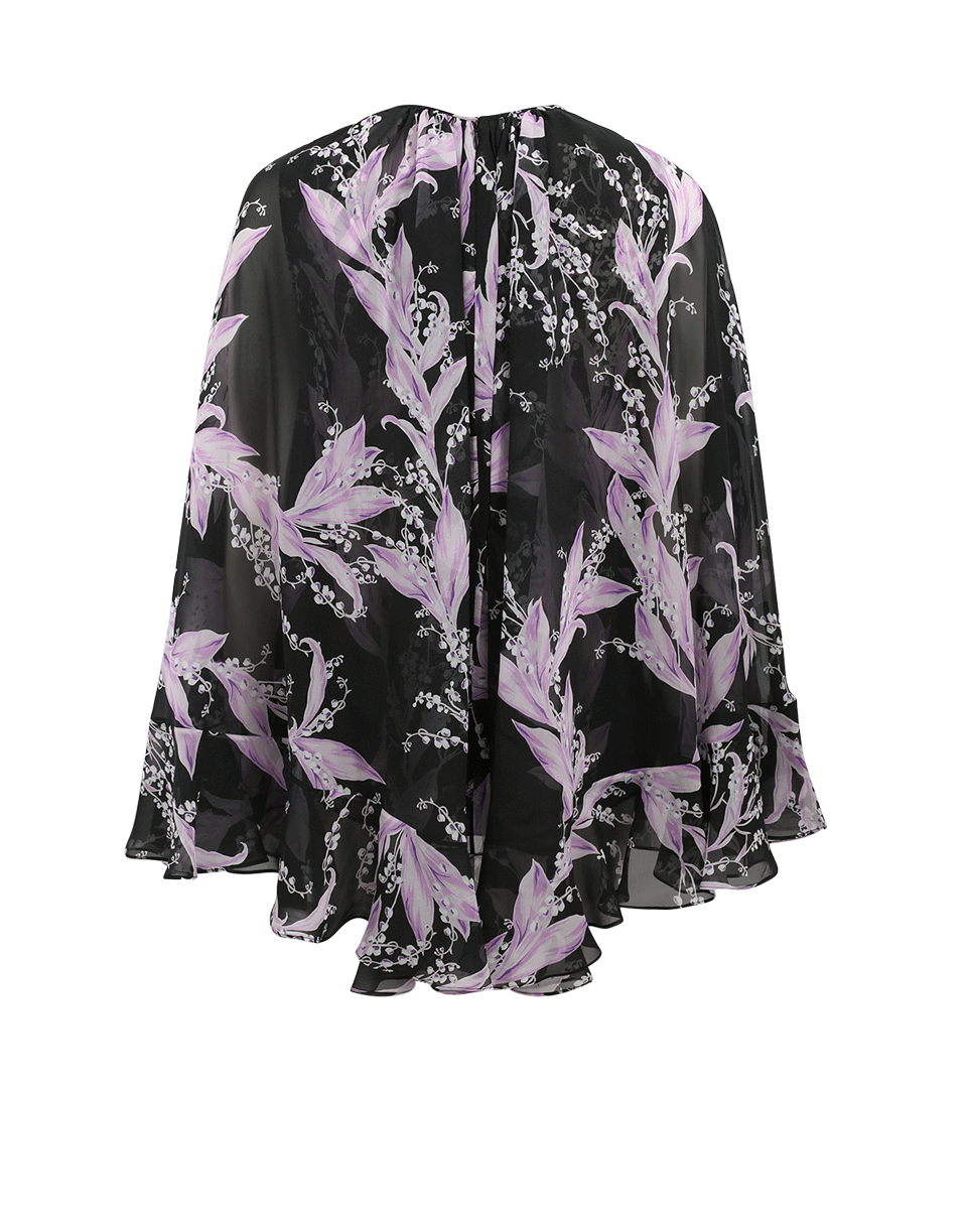 GIAMBATTISTA VALLI-Floral Print Silk Cape Blouse-